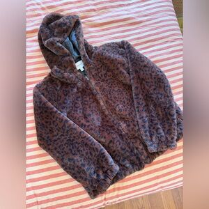 Nine West Brown and Black Faux Fur Jacket